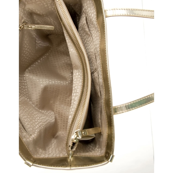 Kate Spade New York Gold Patent Leather Tote Bag. - Picture 5 of 15